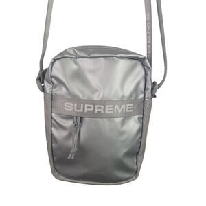 Supreme Shoulder Bag Silver Water Resistant Logo Strap